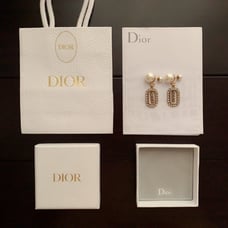 Pearl full diamond letter earrings