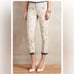 CARTONNIER BY ANTHROPOLOGIE Charlie Trouser Tan/White Floral and Chambray trim