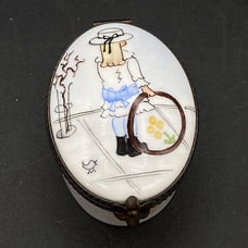 Limoges France Hinged Trinket Box For Rochard Girl Hoop Toy Betty St John