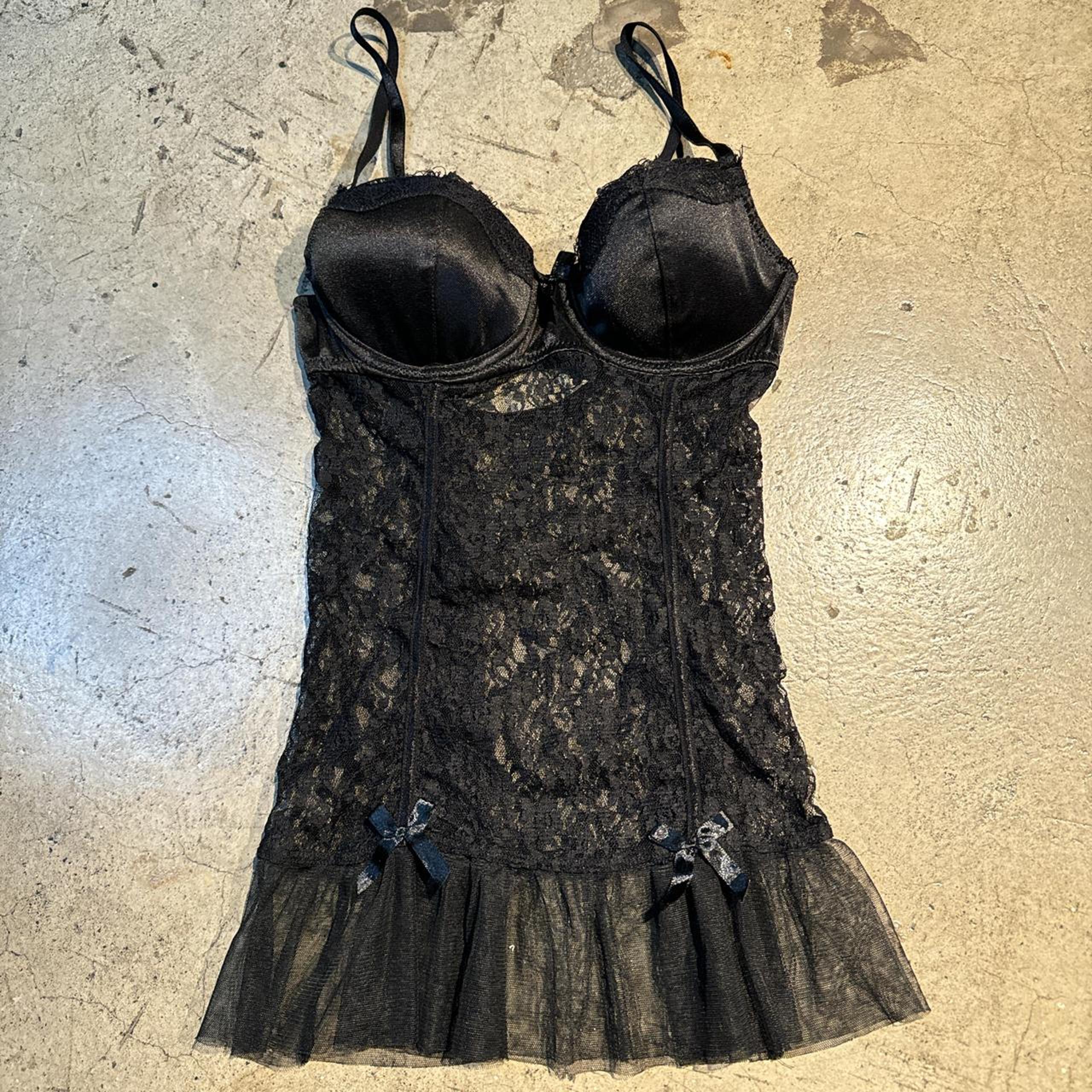 Rampage Women's Black lace bra top with bows
