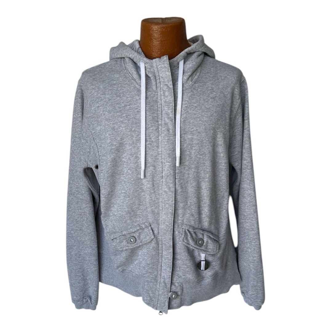Vintage Nike Orange Swoosh Full Zip Hoodie SZ XL Gray Rainbow Shoe Charm Rare