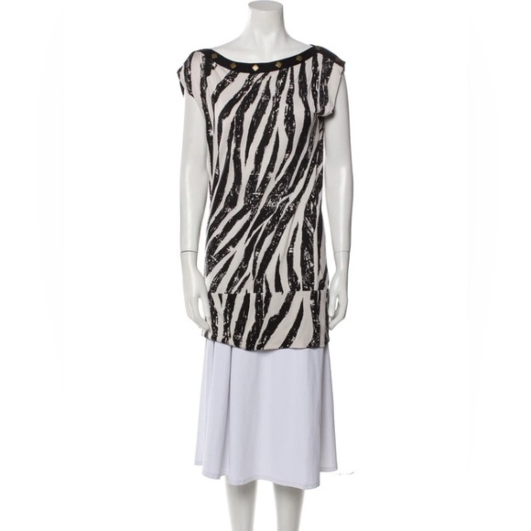Diane Von Furstenberg Silk Zebra Print Tunic Size 2