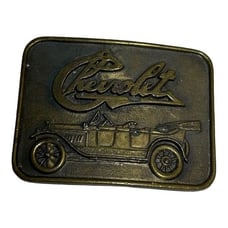 Chevrolet Belt Buckle Chevy Car Automobile RJR Brass Color Vintage Michigan