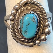 NAVAJO SIGNED MLS TURQUOISE STERLING RING