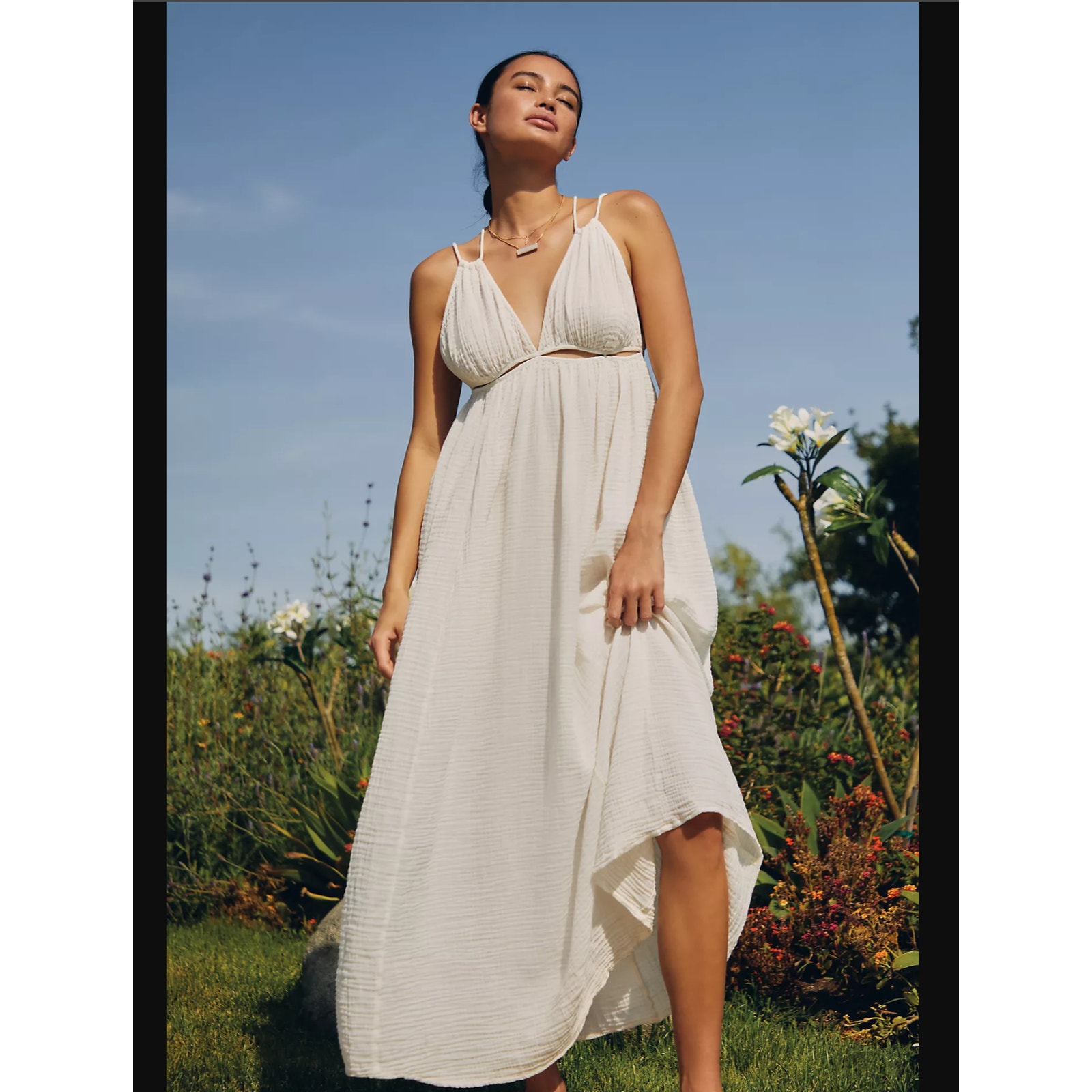 NWT Anthropologie Gauzy Cover-Up Cotton Maxi Dress-Medium