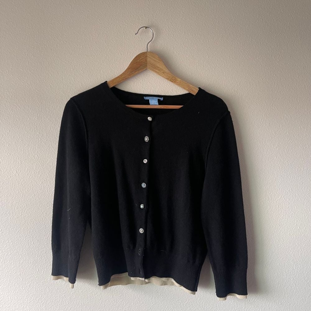 White and Warren Cashmere Jewel-Button Cardigan Sweater