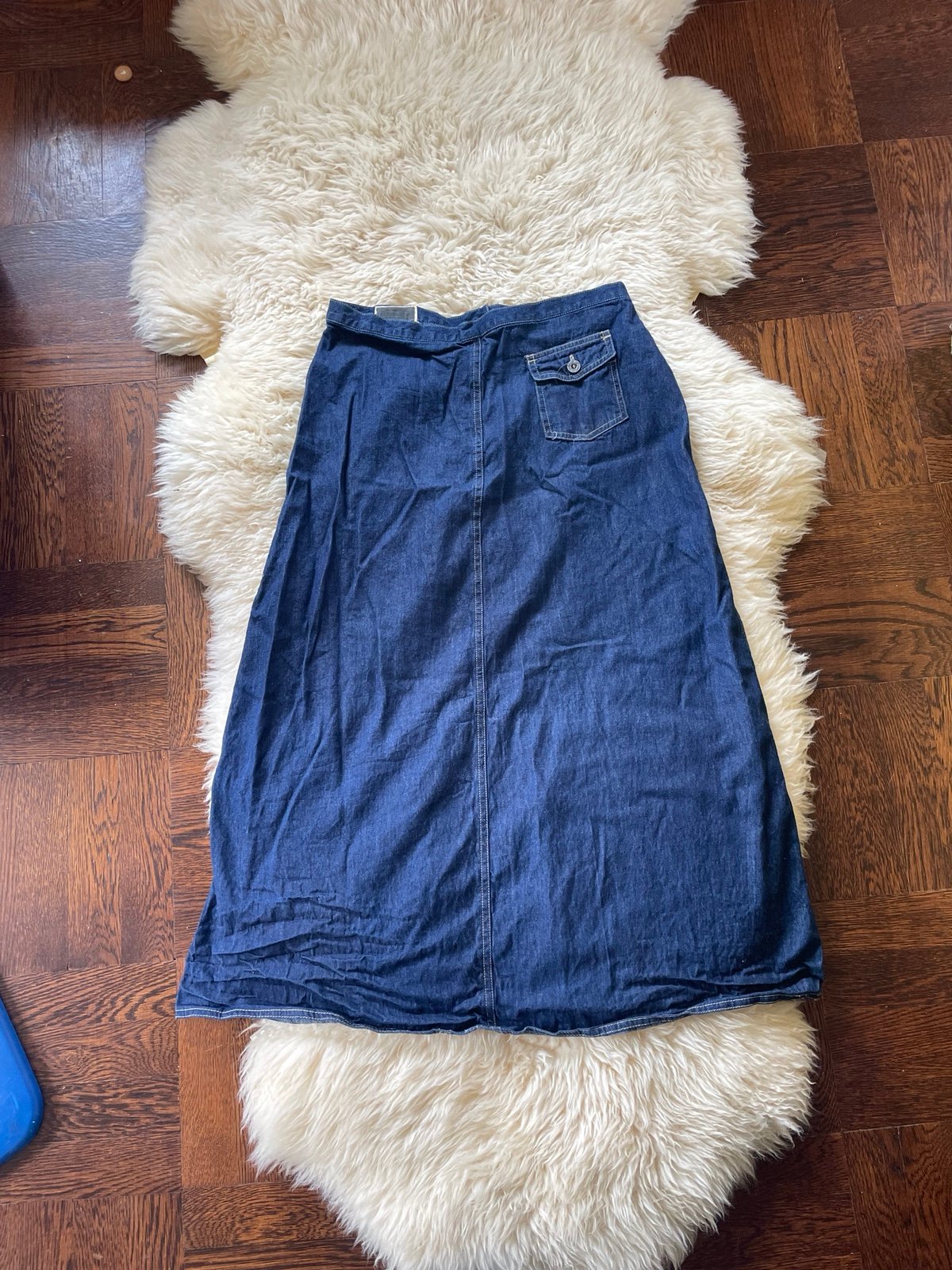 Vintage 1970s denim midi skirt A line Jean skirt