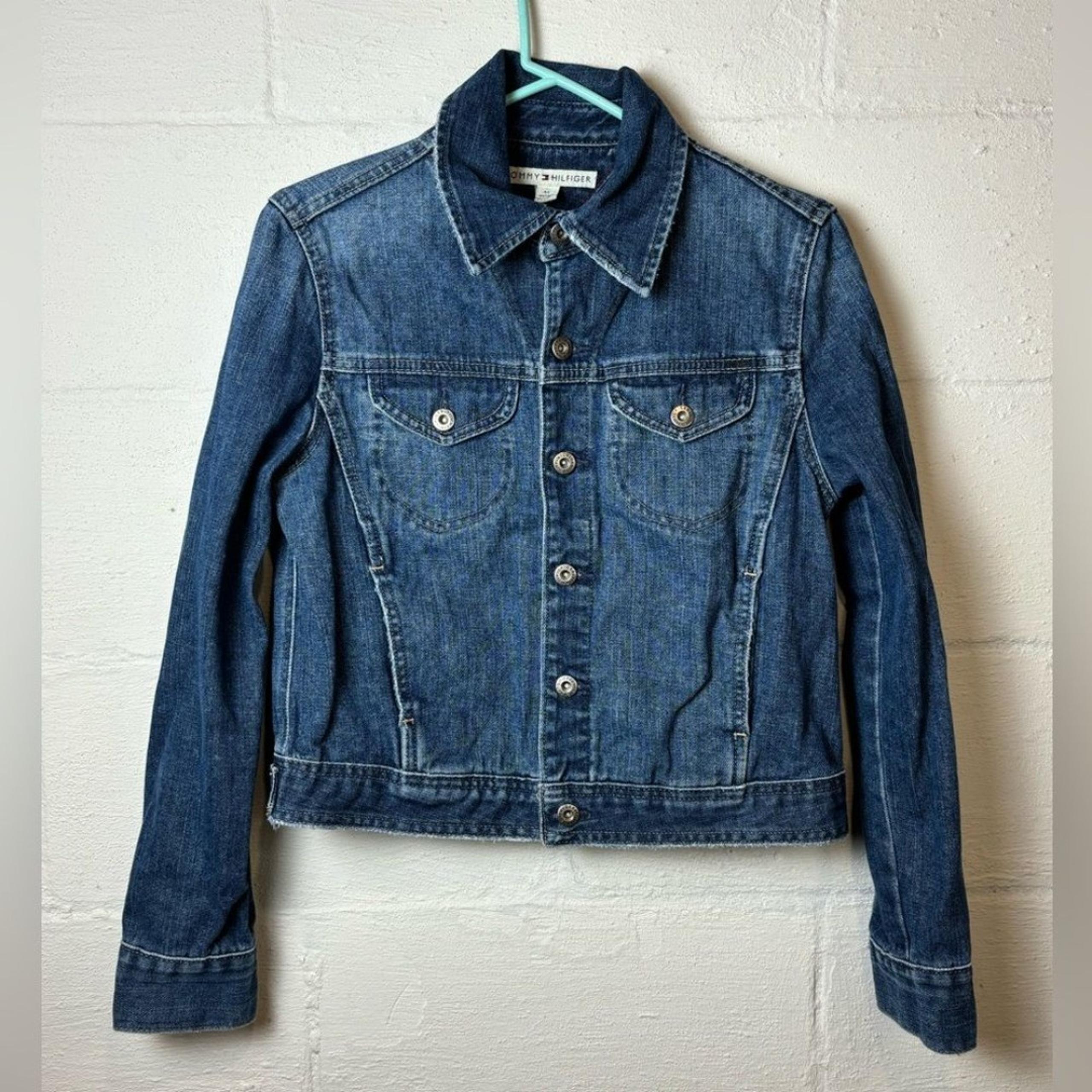 Tommy Hilfiger Woman’s Denim Casual Fall Dark Wash Cozy Jean Jacket Size Medium