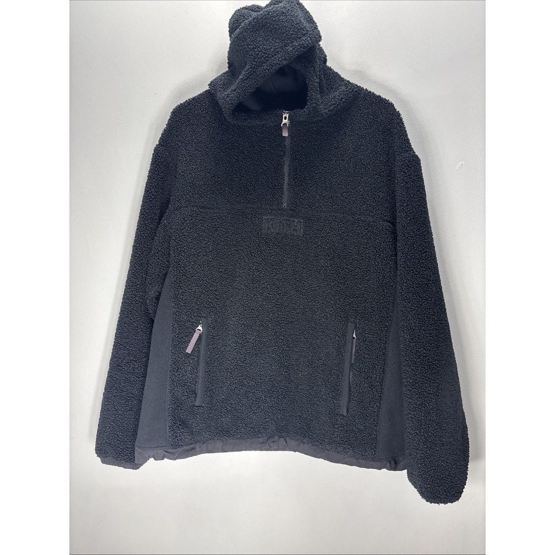 Kith Bonded Sherpa Quarter Zip Hoodie in Black Men’s Size L