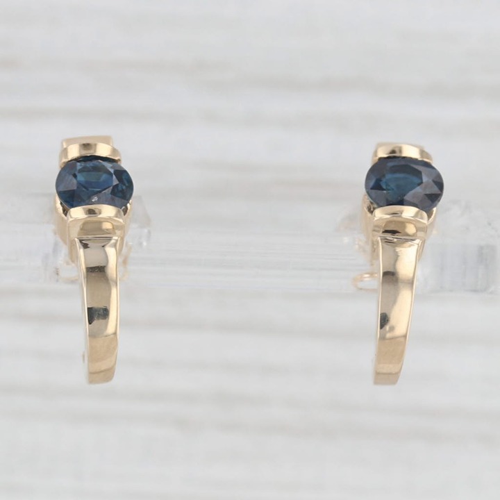1.38ctw Blue Sapphire J-Hook Earrings 14k Yellow Gold Drops