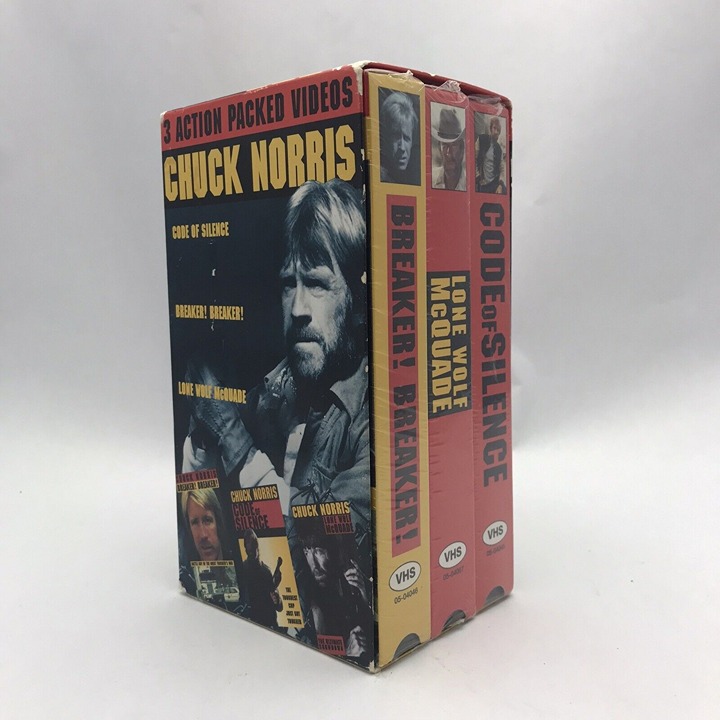 Chuck Norris 3 Action Movie Set (VHS 1994) Code of Silence Breaker Lone Wolf