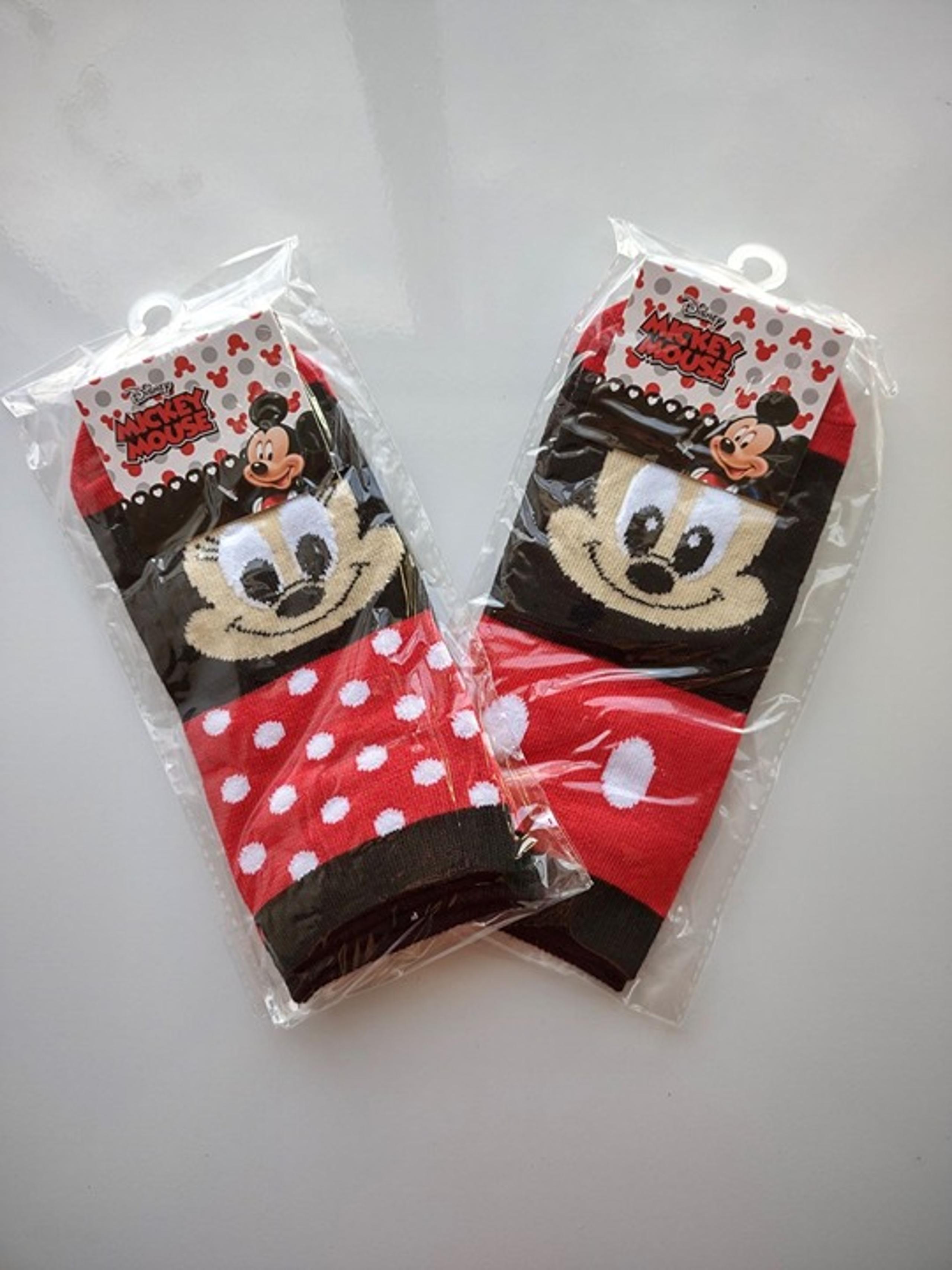 NIP Disney MICKEY & MINNIE MOUSE 2 Pair Socks, Ladies / Kids Size 4" ~ 7.5"