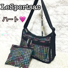 287★Good Condition★LeSportsac Shoulder Bag Heart Black Multicolor Pouch