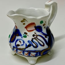 19th Century Antique Gaudy Welsh Oyster Pattern Hand Painted 4 Footed Jug