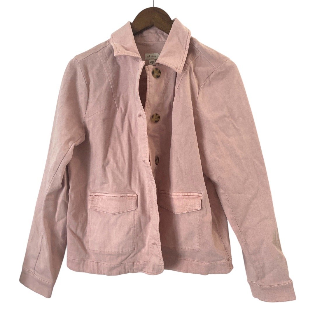 J.Jill Pink Denim Work Jacket Trench M