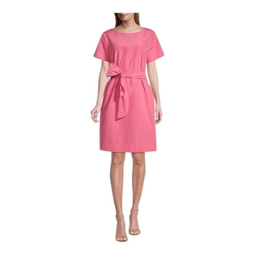 Weekend Max Mara Nicola Shift Dress Size 4 Pink Belted Classic Pockets