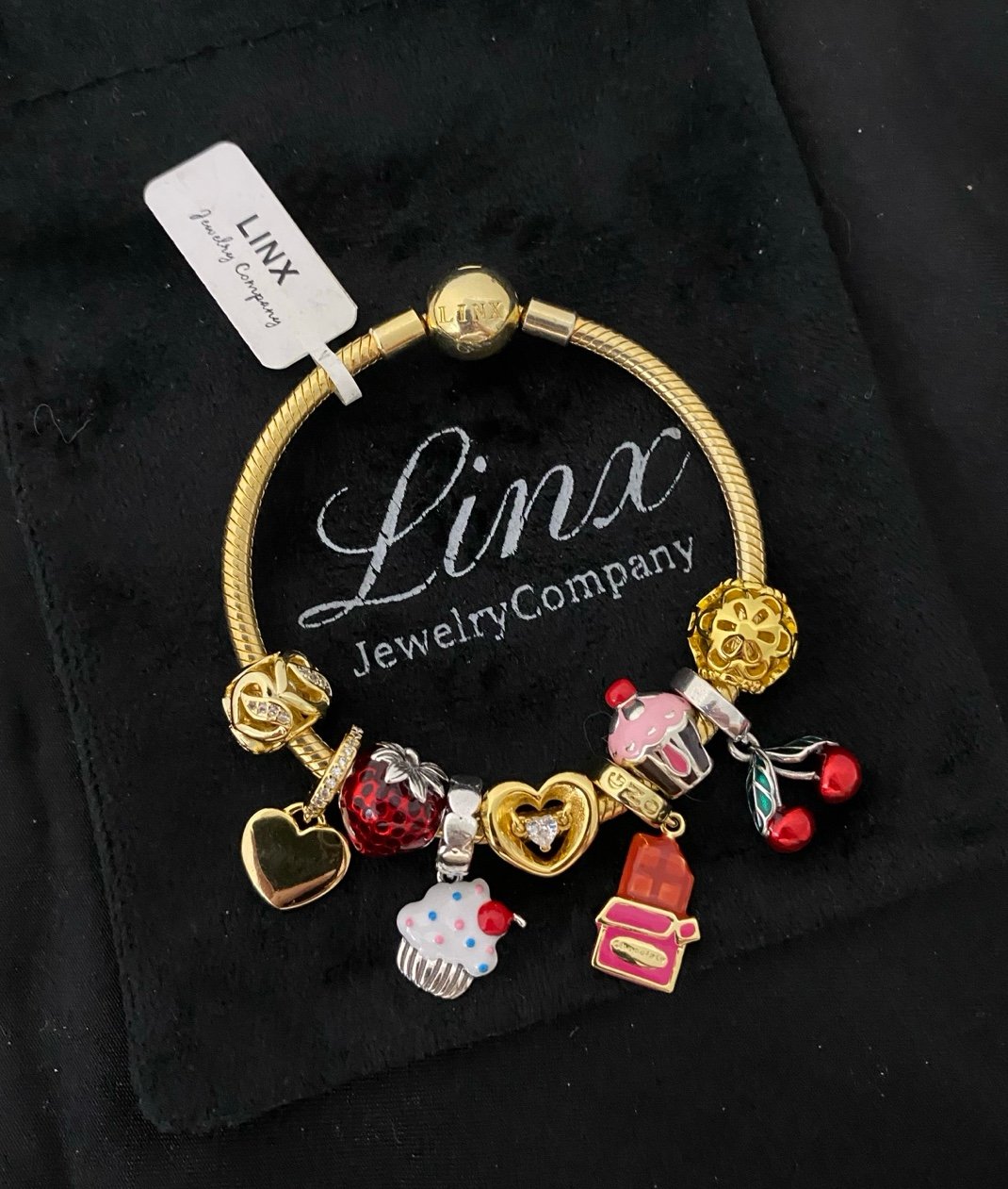 Linx Snake Chain Bracelet with Sweets Themed Charms