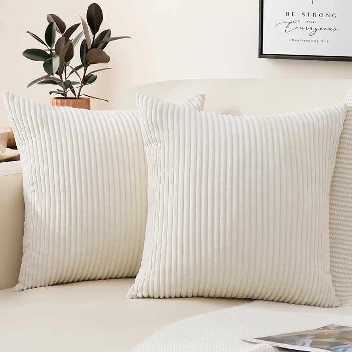 Throw Pillow 2 Pcs Pillow Covers for Living Room, Bed Cream