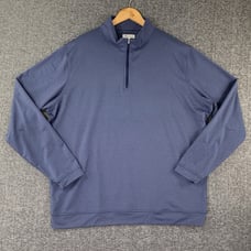 Peter Millar Perth Men 2XL Blue Pullover Golf Performance Sweater 1/4 Zip