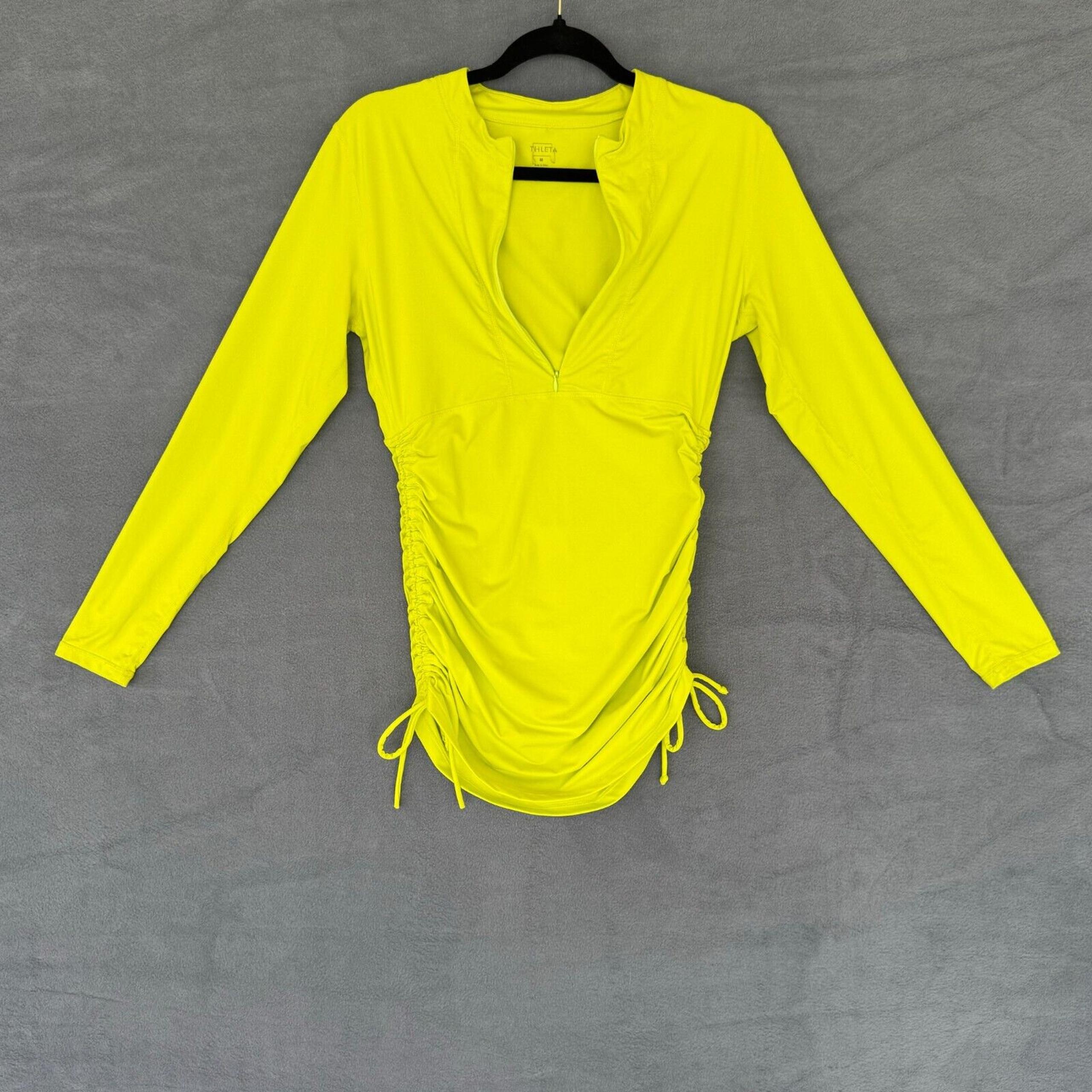 Athleta Swim Womens Medium Rash Guard Long Sleeve Zip Up Ruched Coverup Dress