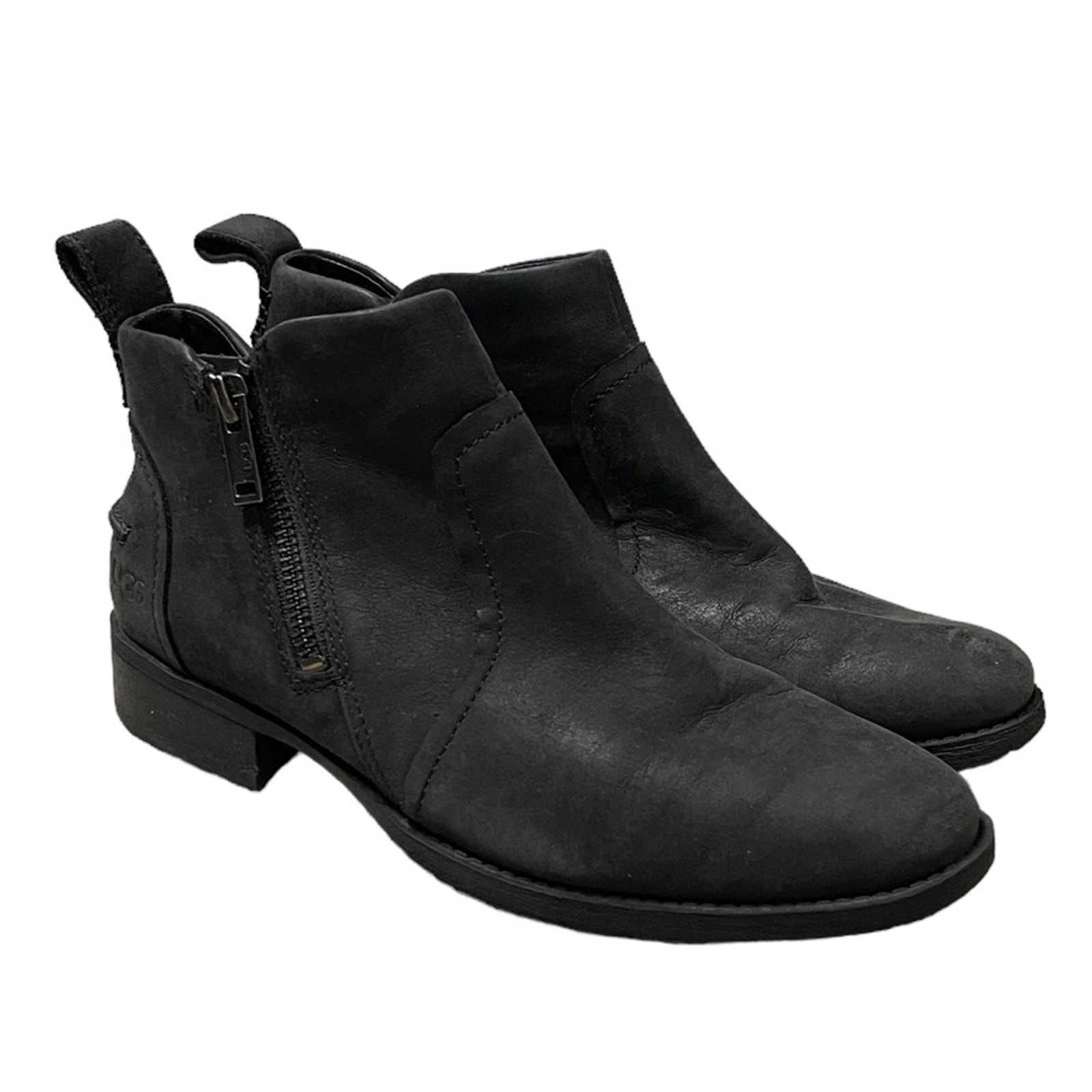UGG Aureo II Suede Leather Ankle Boot Waterproof Zip Side Black Size 7