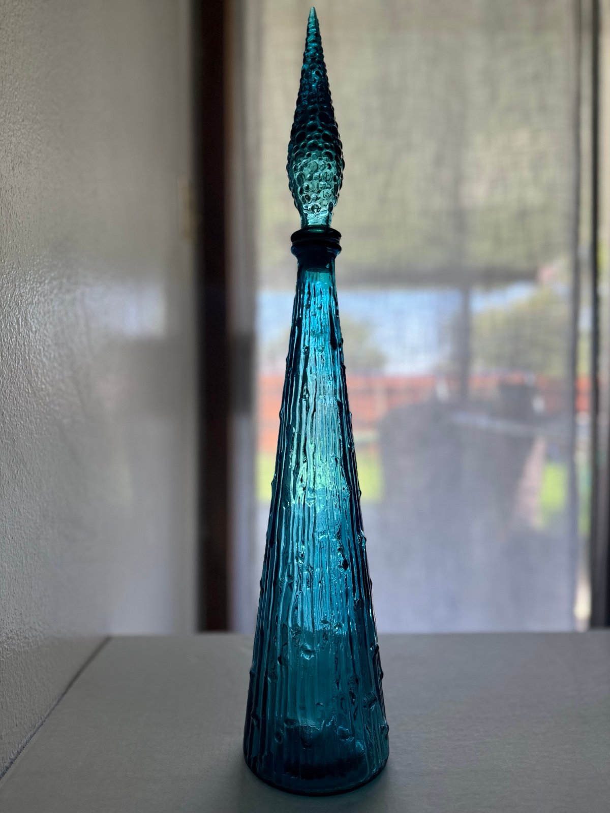 Empoli wax drip bamboo blue / teal genie bottle READ