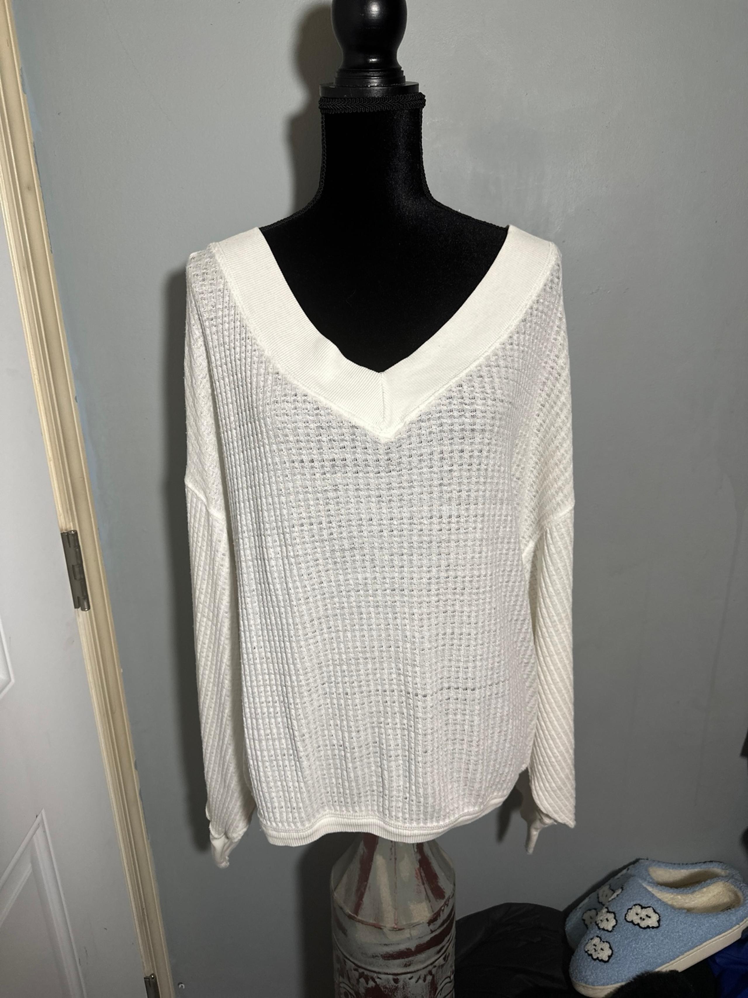 We the Free V neck thermal oversized long sleeve top