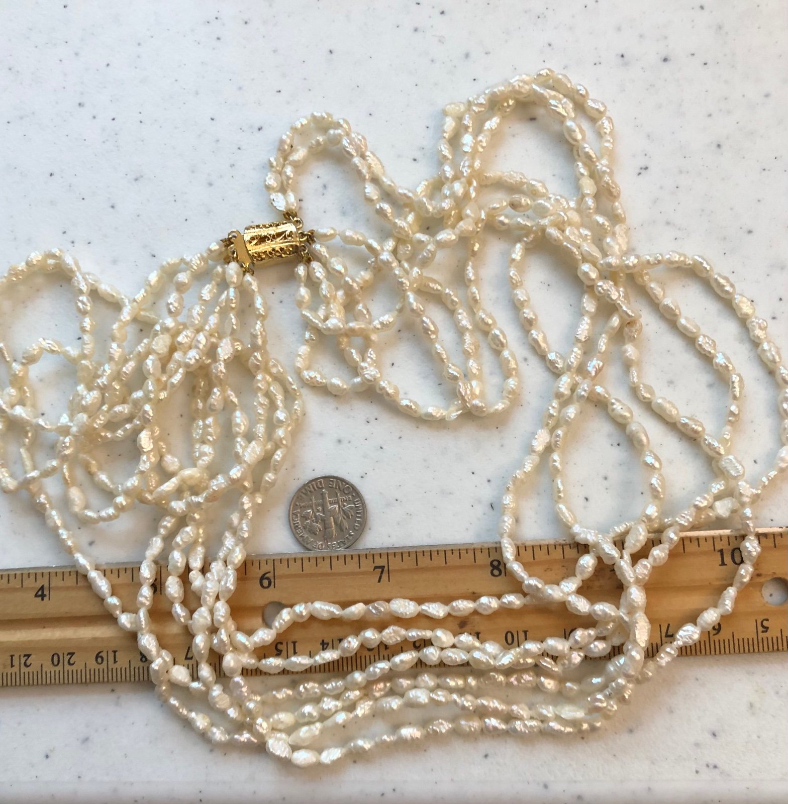 5 strands rice pearl necklace 24”