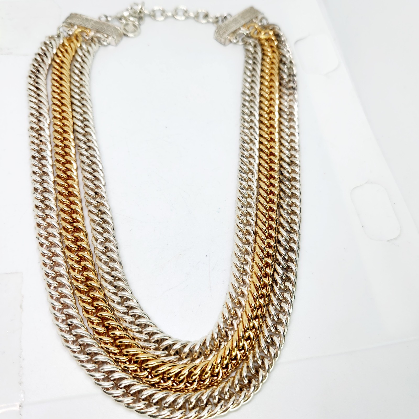 Givenchy Vintage Choker Collar Necklace Multi Strand Cuban Chain Chunky Heavy