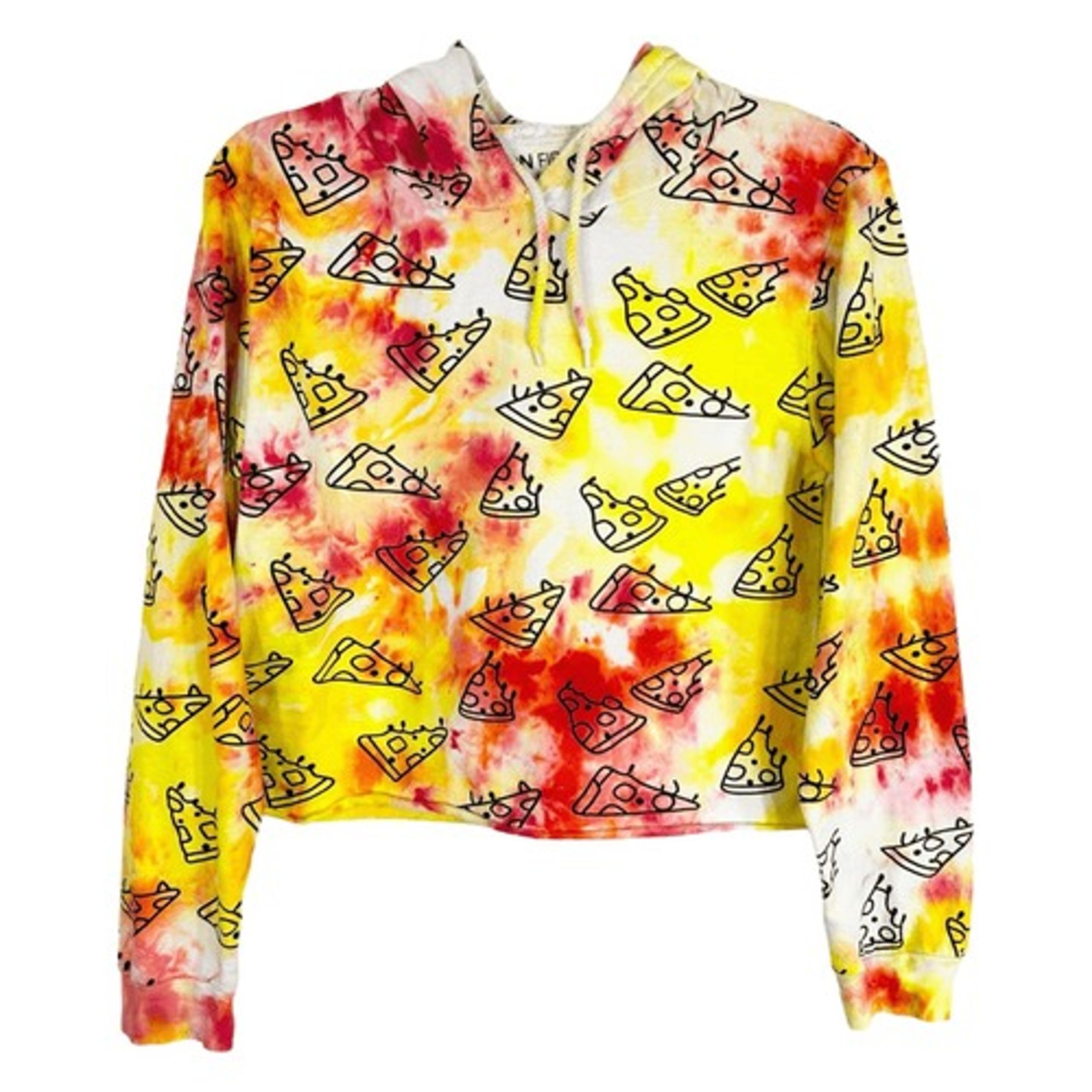 On Fire Large Hoodie Pizza Pizzazz Tie Dye All Over Print Yellow Red 1015