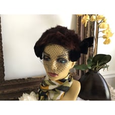 Vintage Miss Sally Victor New York Floral Topper- 1950s pillbox hat with Netting