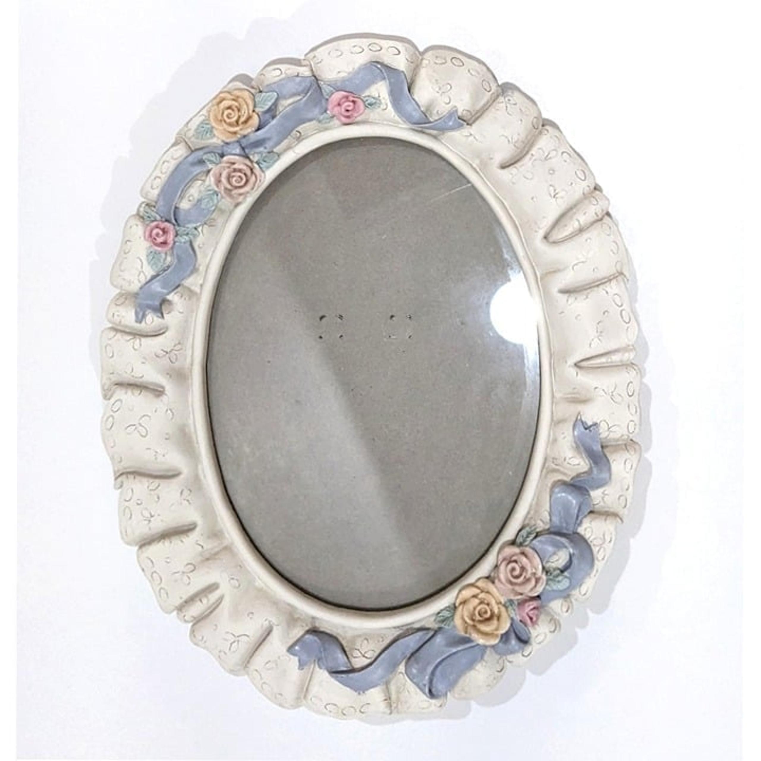 Vintage 90s Pastel Floral Ceramic Picture Frame Kawaii Cottagecore Fairy Kei