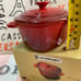 Le Creuset Cerise Red D'Amour Petite Casserole Mini Cocotte Handle Heart Ramekin