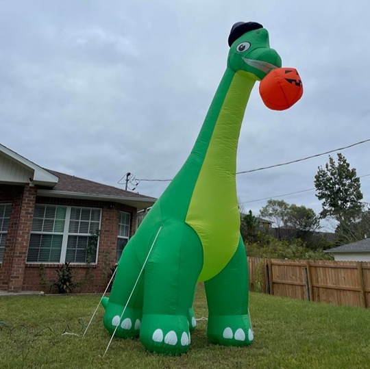 13Ft Giant Halloween Dinosaur Inflatable Decorations, Bite Large Pumpkin