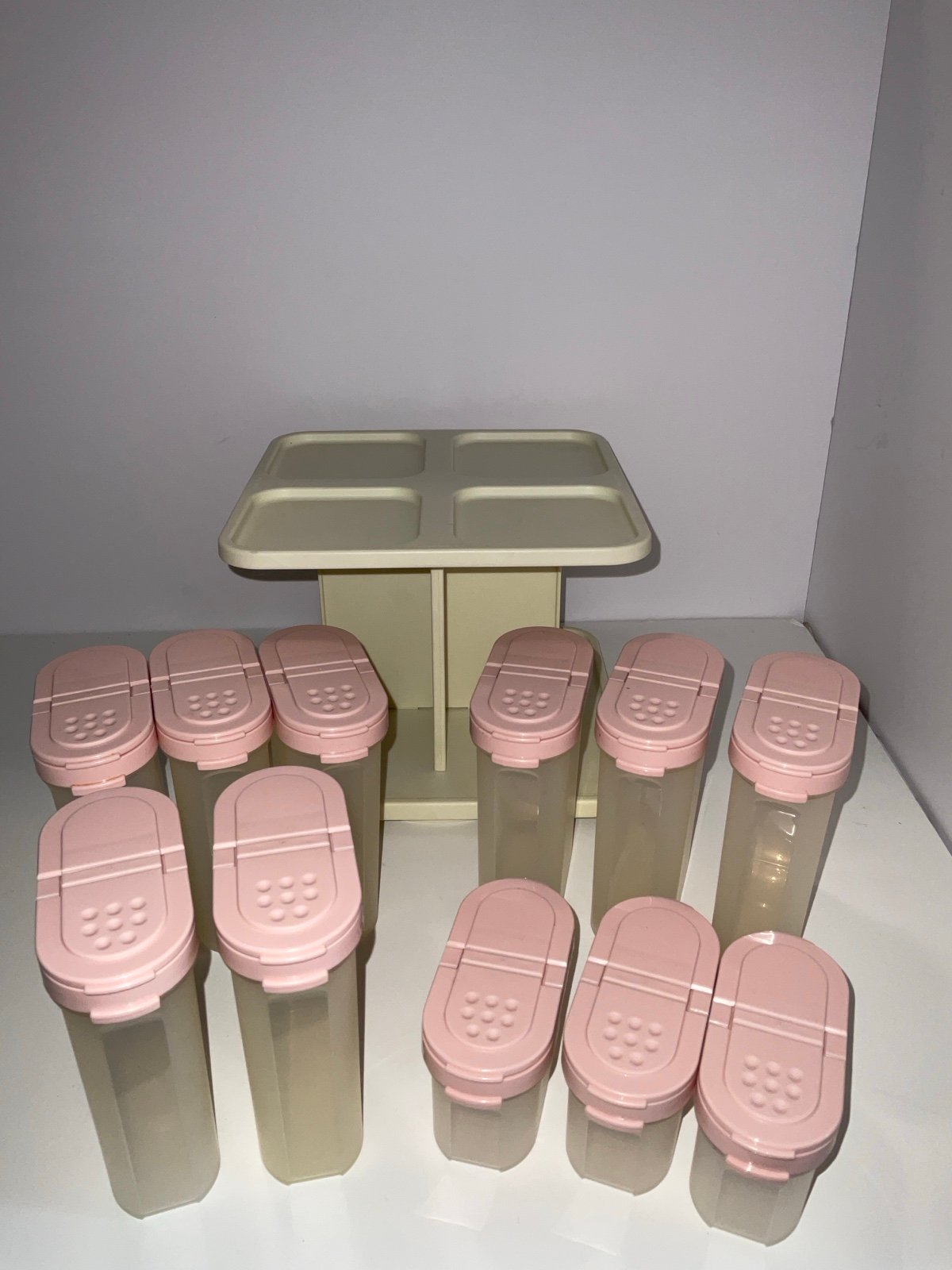 Vintage Tupperware Pink Modular Mates Spice Rack with Carousel