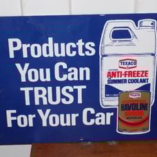 Vintage Texaco Oil and Anti-Freeze Hard Plastic Double Sided NOS Sign
