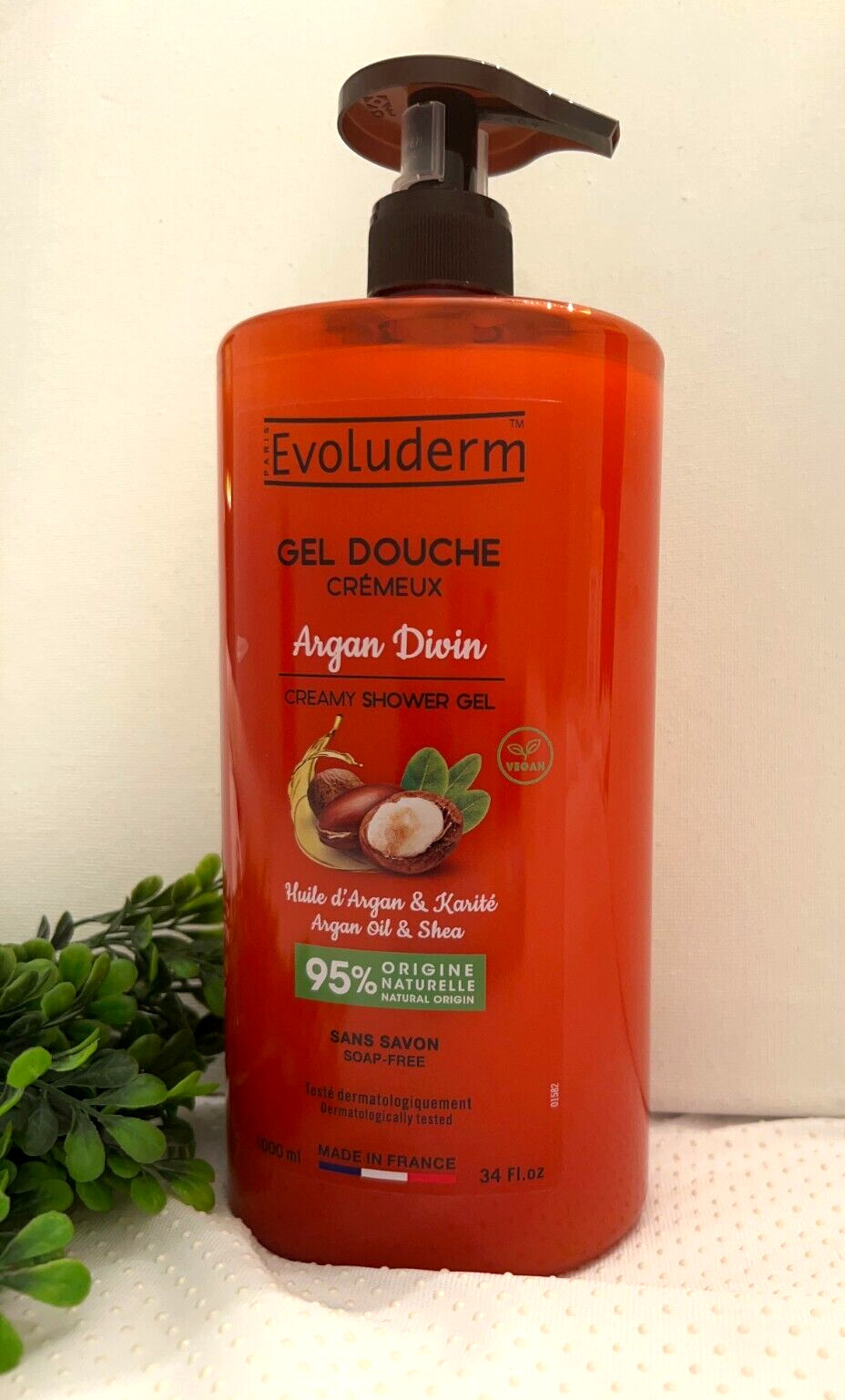1 Pack Evoluderm Argan Oil & Shea Creamy Shower Gel 34 Fl Oz/1000ML Each