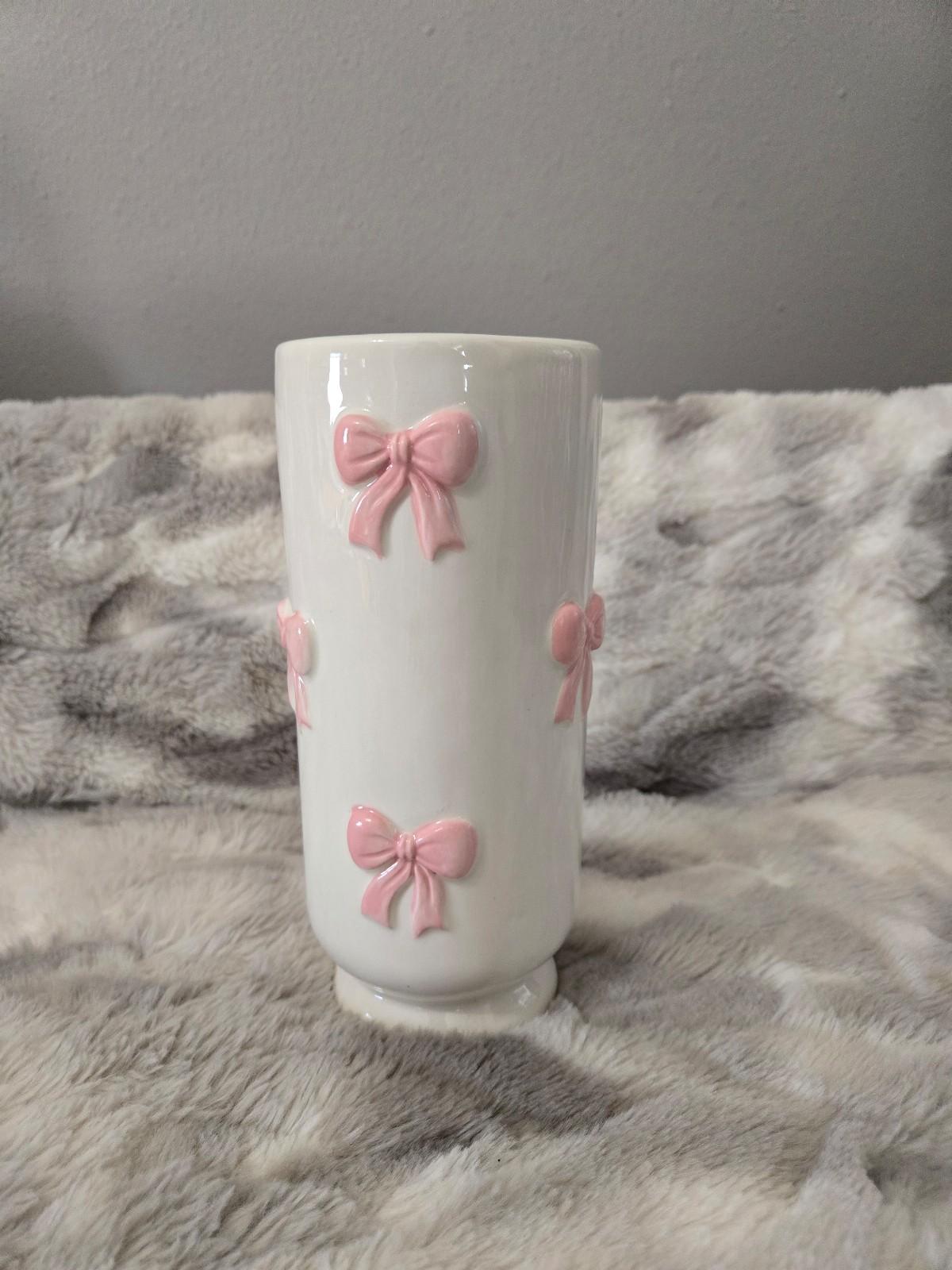 8 Ceramic Pink Bow Vase valentine's coquette x2