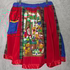 Handmade Christmas Santa Skirt Plus Size Women's patchwork flannel corduroy