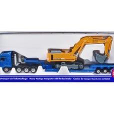 Heavy Haulage Flatbed Transporter Blue and Liebherr 974 Litronic Excavator