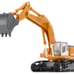 Heavy Haulage Flatbed Transporter Blue and Liebherr 974 Litronic Excavator