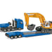 Heavy Haulage Flatbed Transporter Blue and Liebherr 974 Litronic Excavator