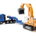 Heavy Haulage Flatbed Transporter Blue and Liebherr 974 Litronic Excavator