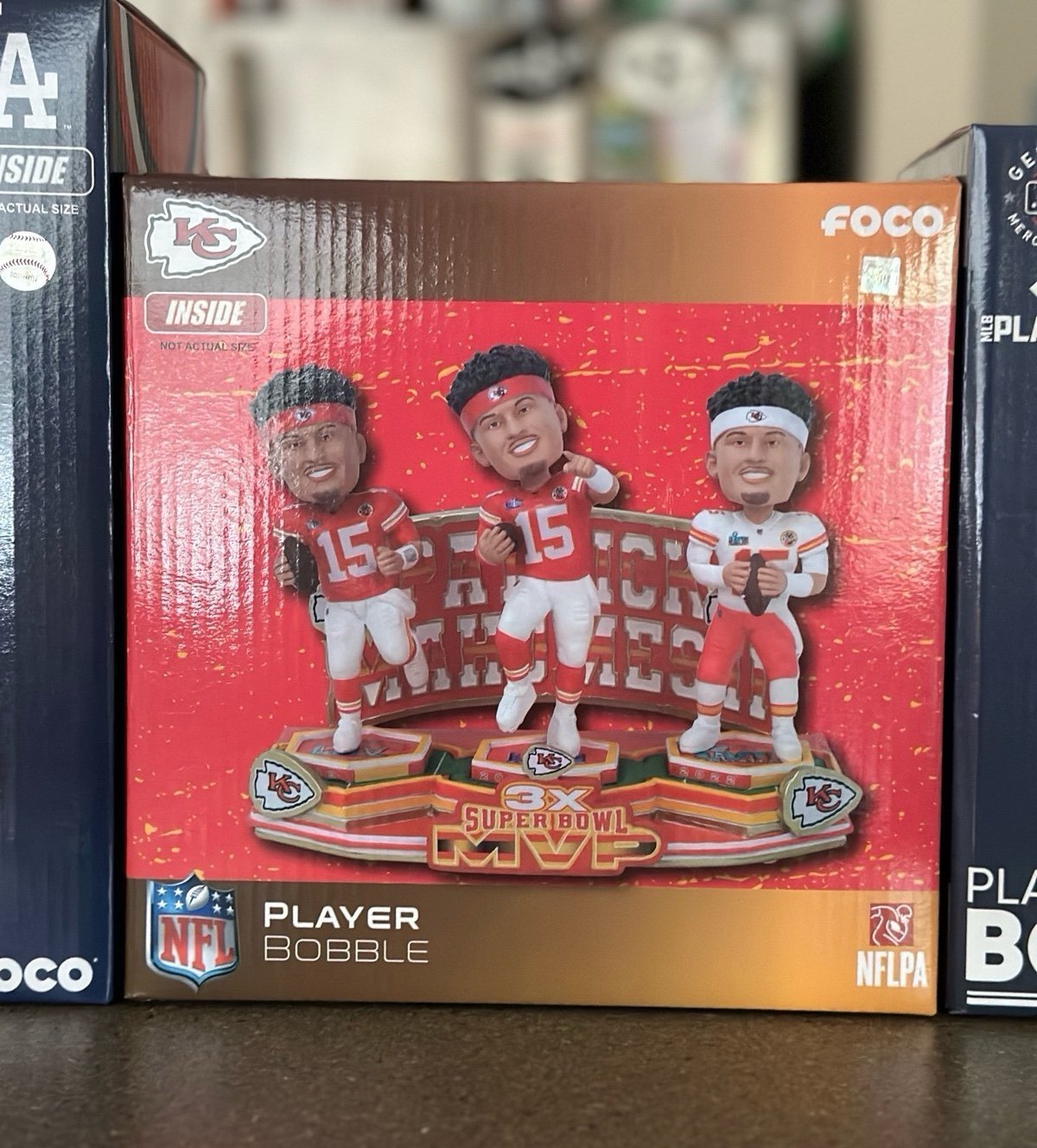 Patrick Mahomes Kansas City Chiefs 3x Super Bowl MVP Bobblehead FOCO NEW BOX NIB