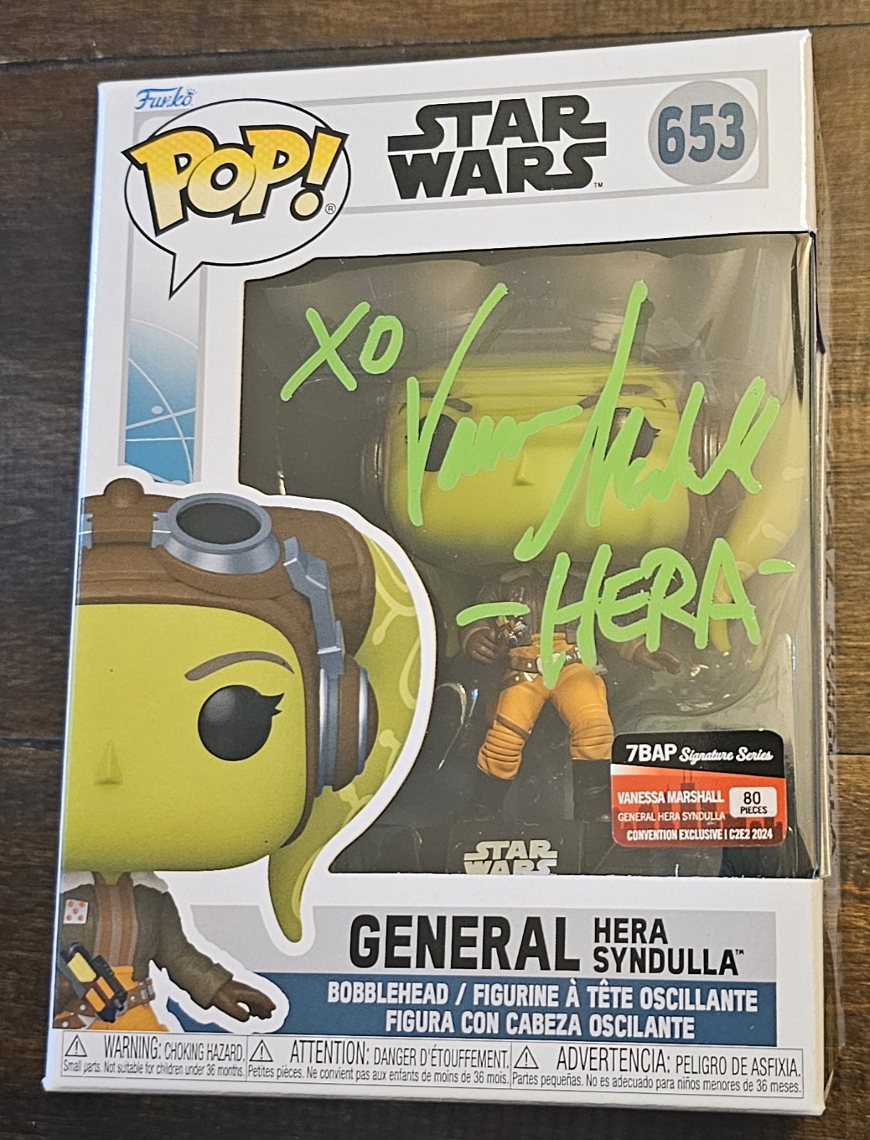 Vanessa Marshall signed General Hera Star Wars Funko Pop #653 with Hera inscript