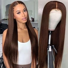 Human hair blended lace front wigs