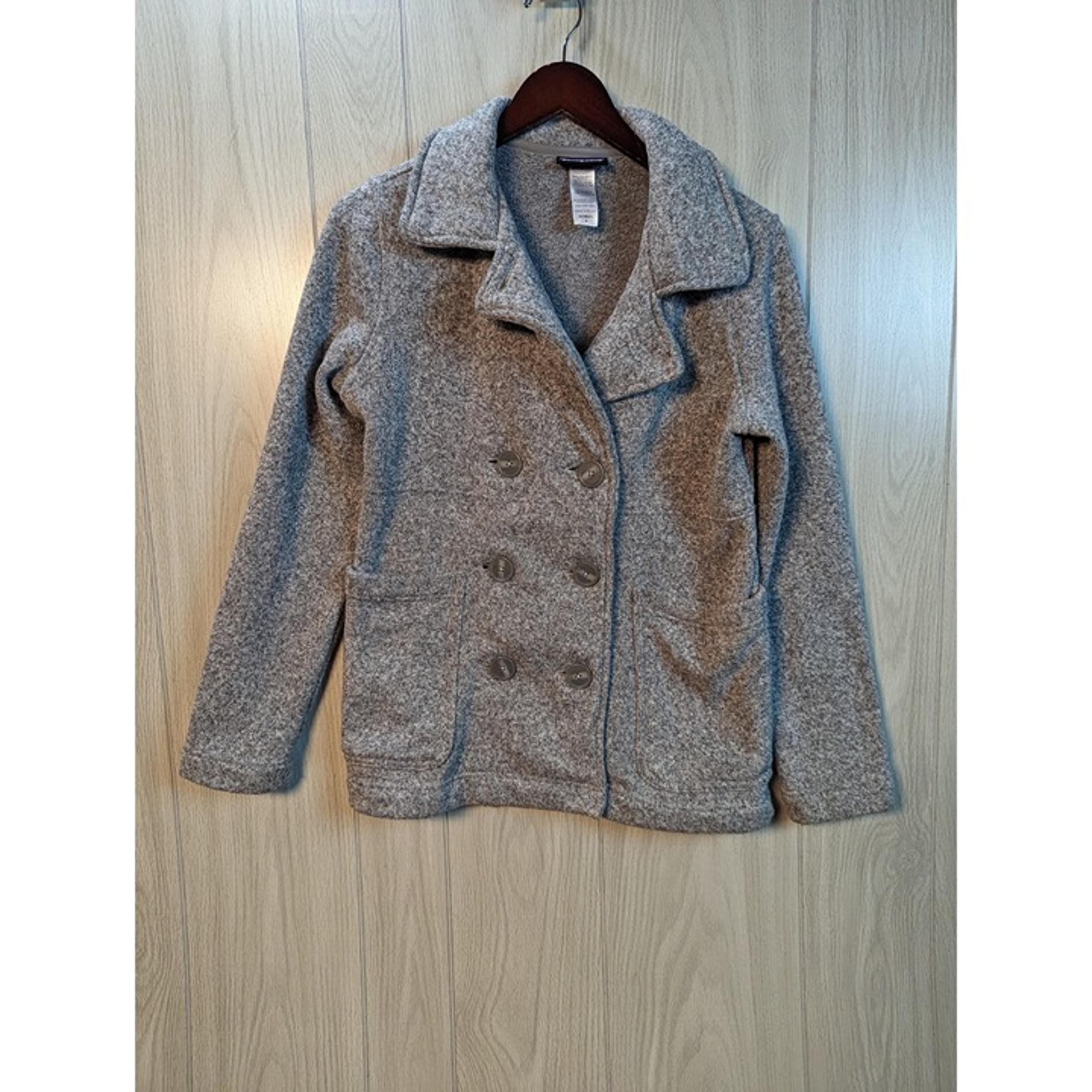 Patagonia Better Sweater Peacoat Womens Sz Medium Gray Double Breasted Slim Fit