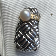 Sterling gold pearl and diamond pendant