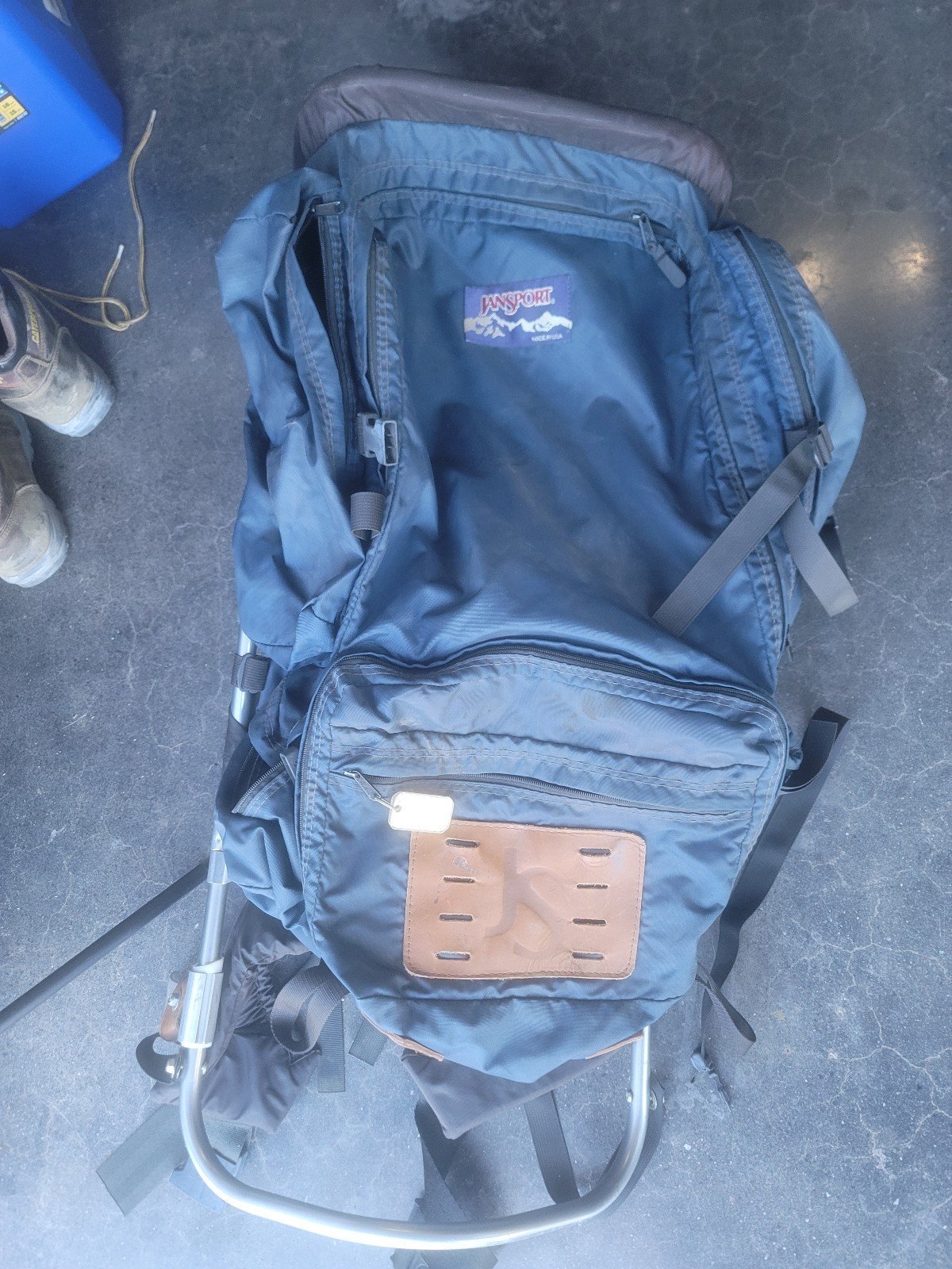 Vintage Jansport External Frame Hiking Backpack w/Hip Belt Blue Made in USA VGC