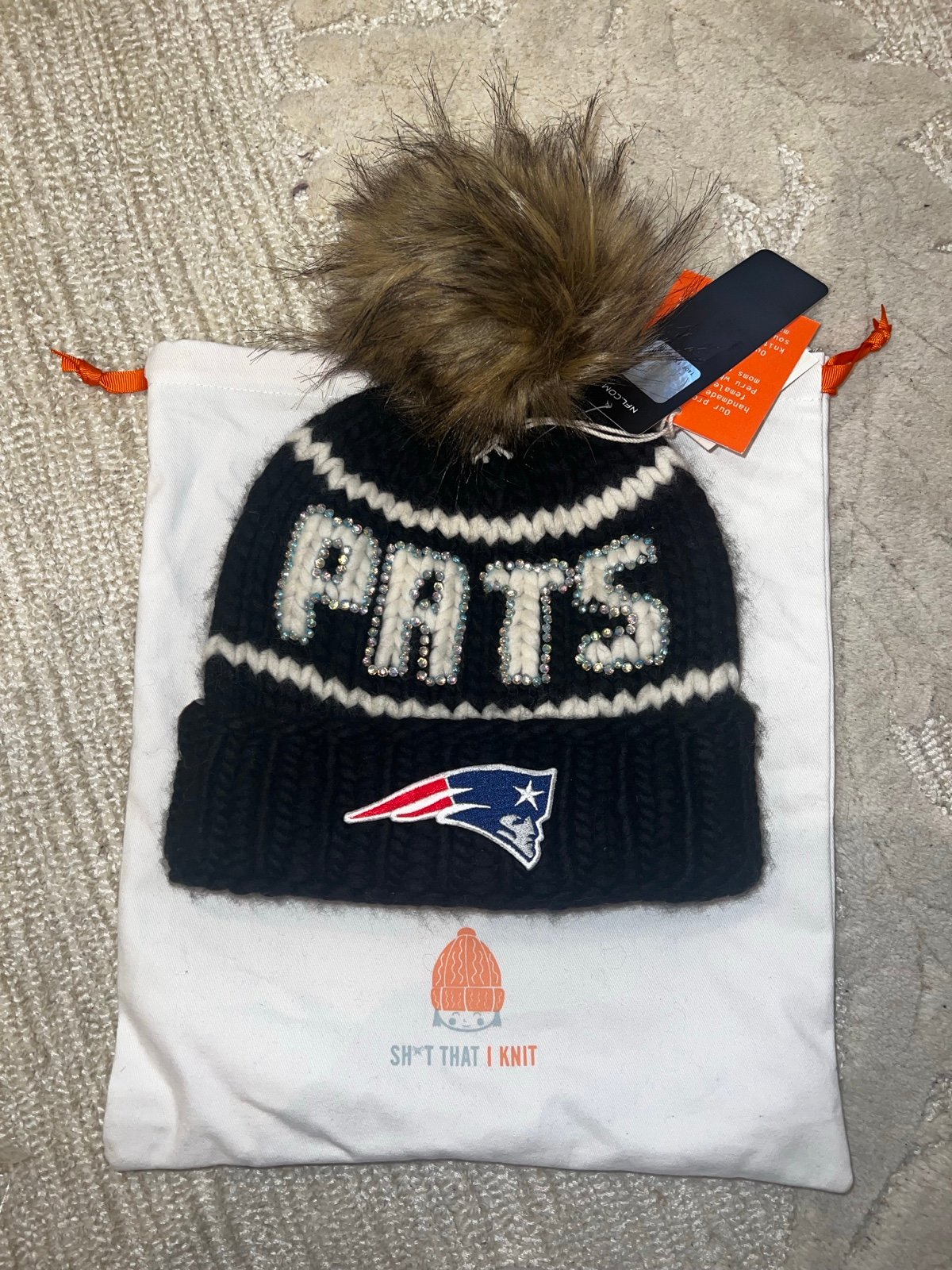 NWT RARE STIK Patriots Rhinestone Beanie